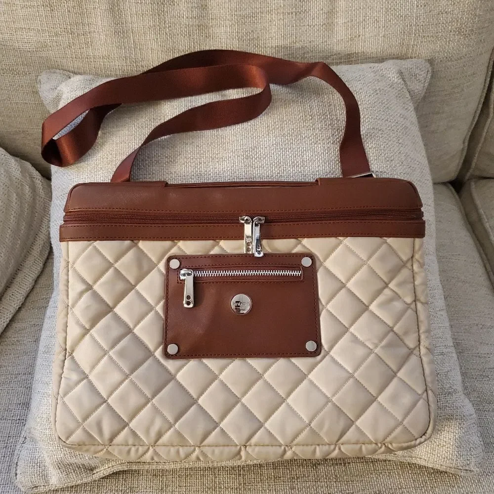 Knomo Tan Quilted Laptop Bag